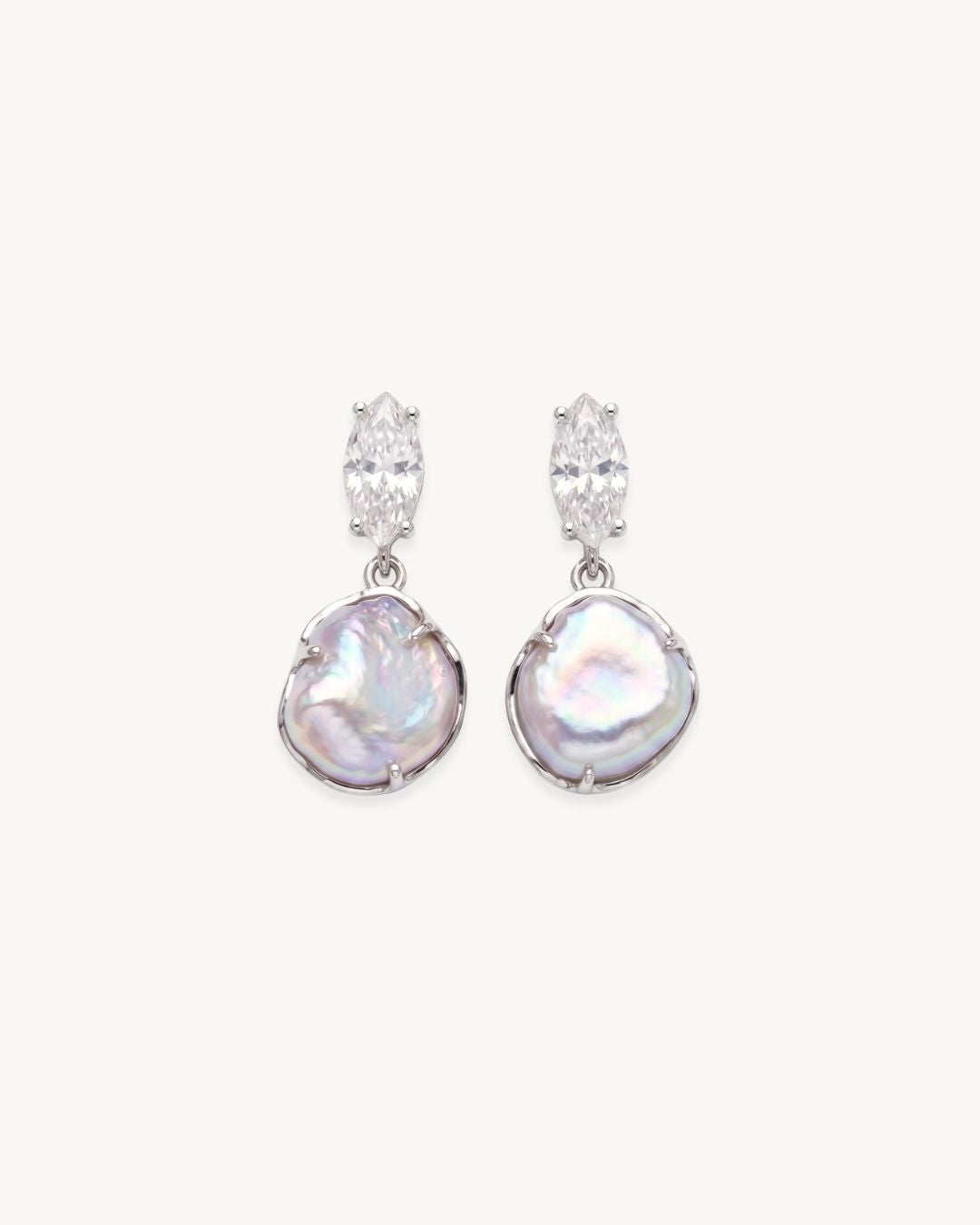 Sirena Drop Earrings with Baroque Pearl & Moissanite - Antonia Y. Jewelry