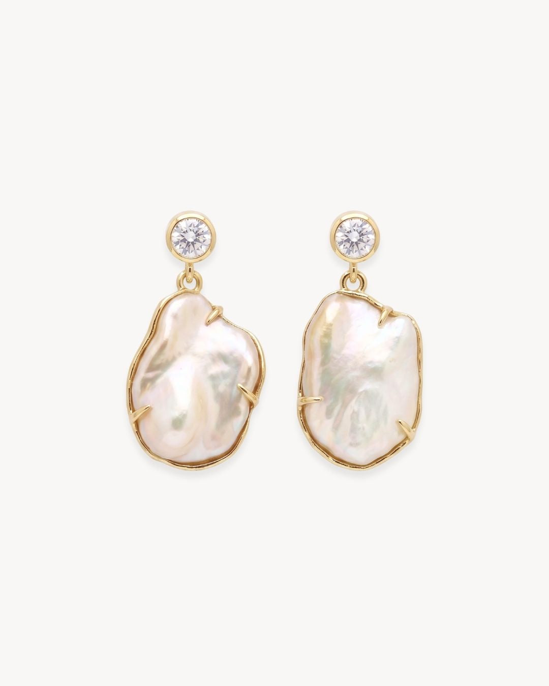 Sirena Drop Earrings with Baroque Pearl & Moissanite - Antonia Y. Jewelry