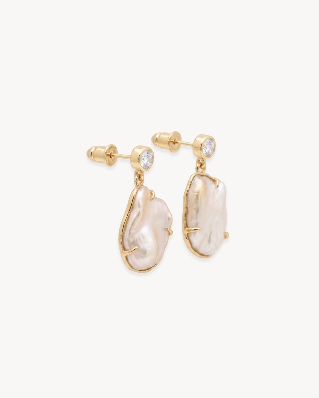Sirena Drop Earrings with Baroque Pearl & Moissanite - Antonia Y. Jewelry