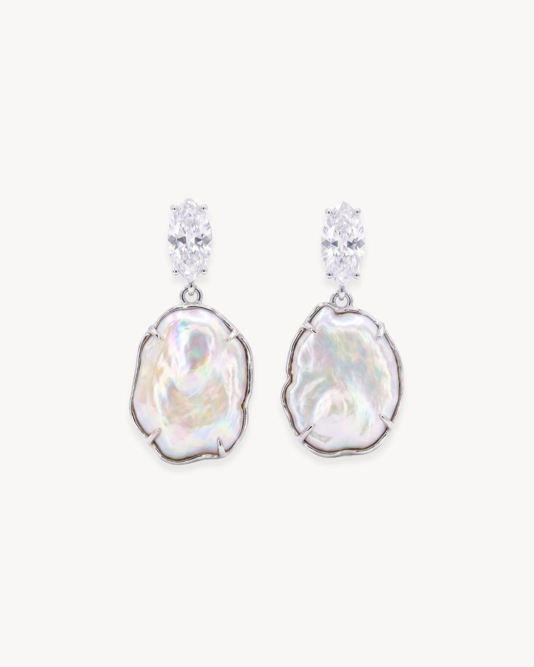 Sirena Drop Earrings with Baroque Pearl & Moissanite - Antonia Y. Jewelry