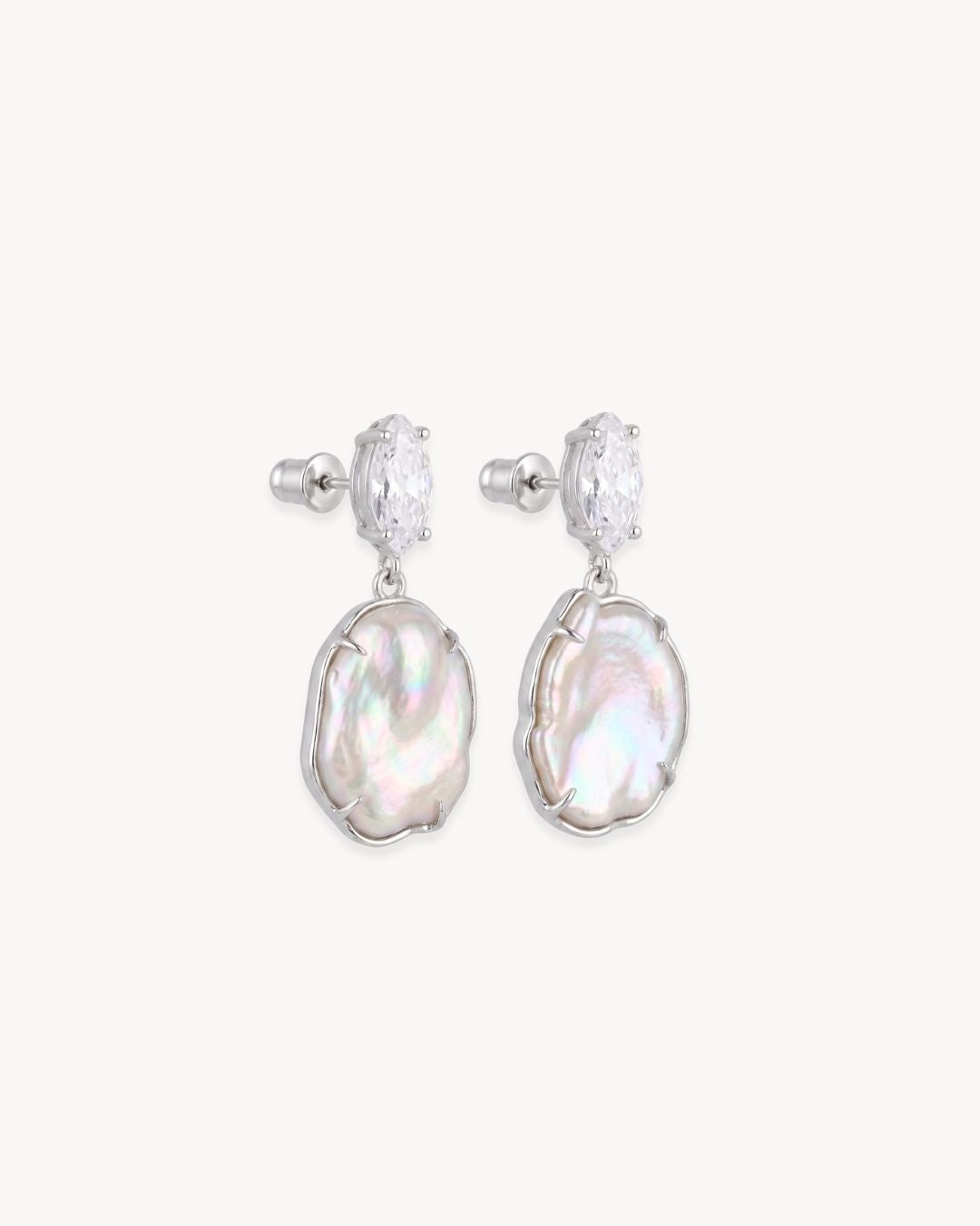 Sirena Drop Earrings with Baroque Pearl & Moissanite - Antonia Y. Jewelry