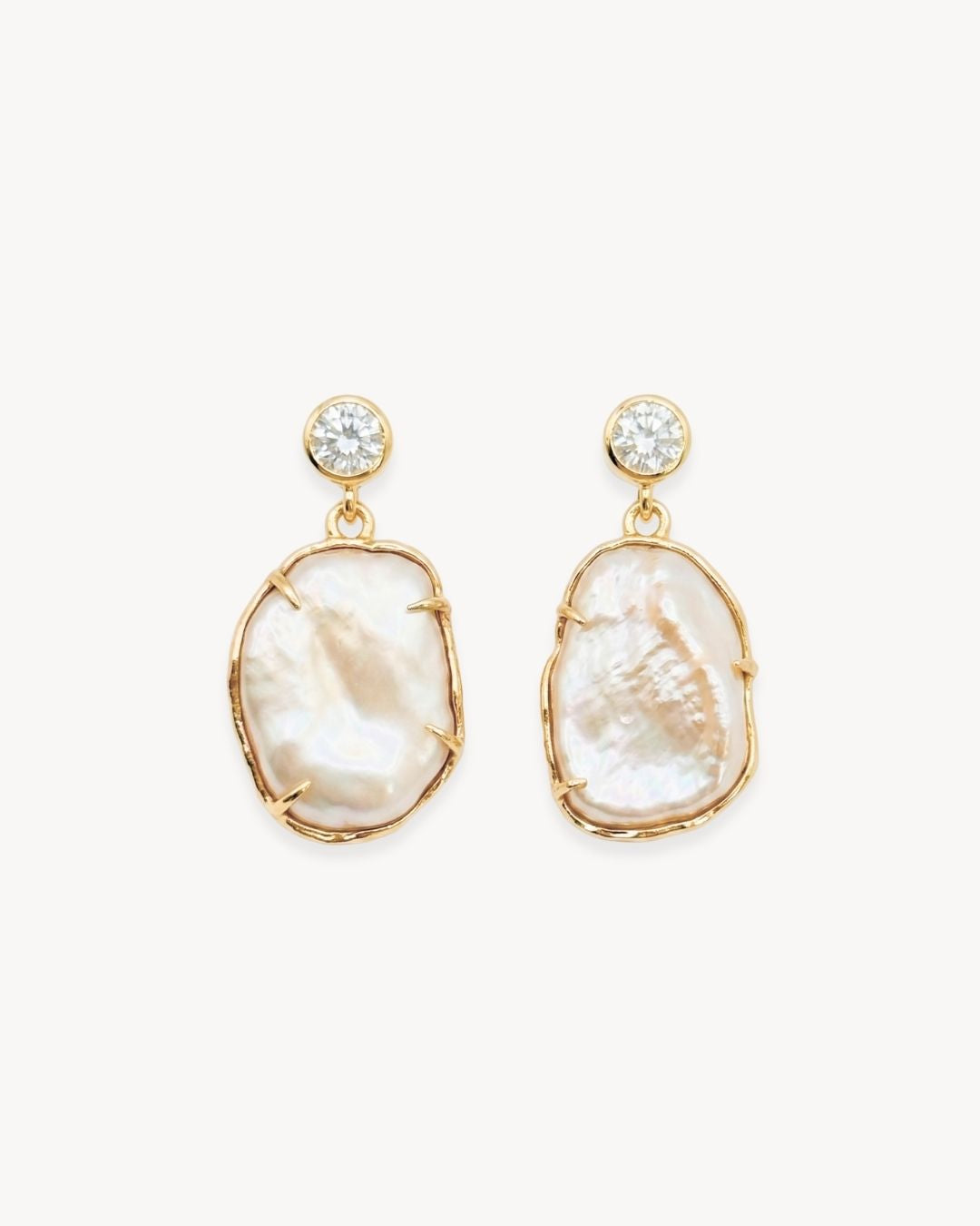 Sirena Drop Earrings with Baroque Pearl & Moissanite - Antonia Y. Jewelry