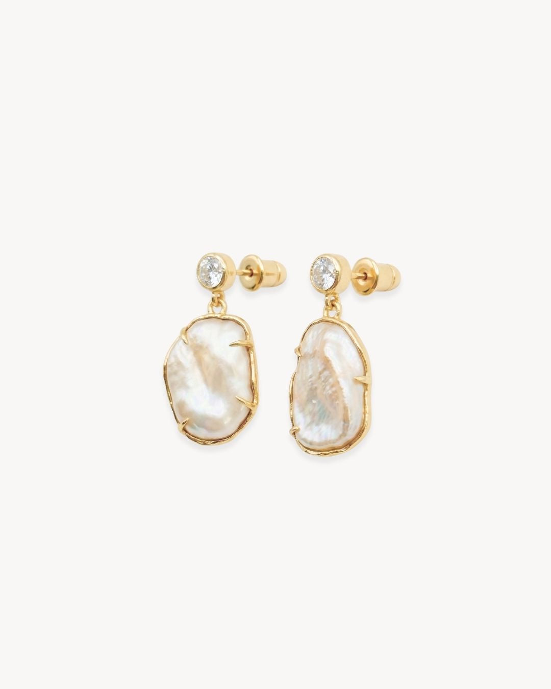 Sirena Drop Earrings with Baroque Pearl & Moissanite - Antonia Y. Jewelry