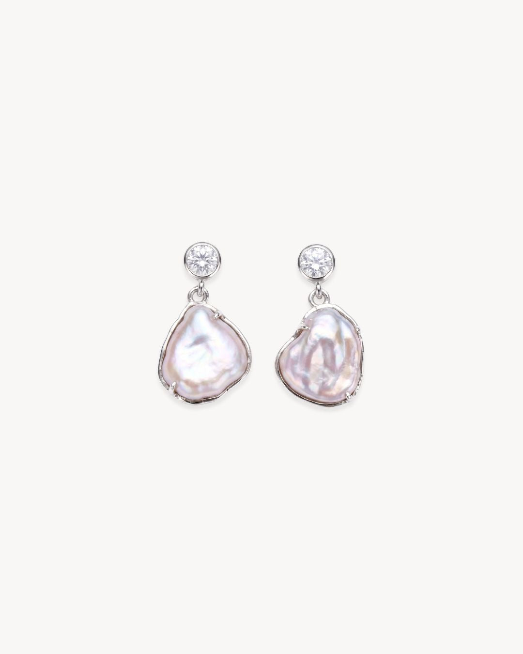 Sirena Drop Earrings with Baroque Pearl & Moissanite - Antonia Y. Jewelry