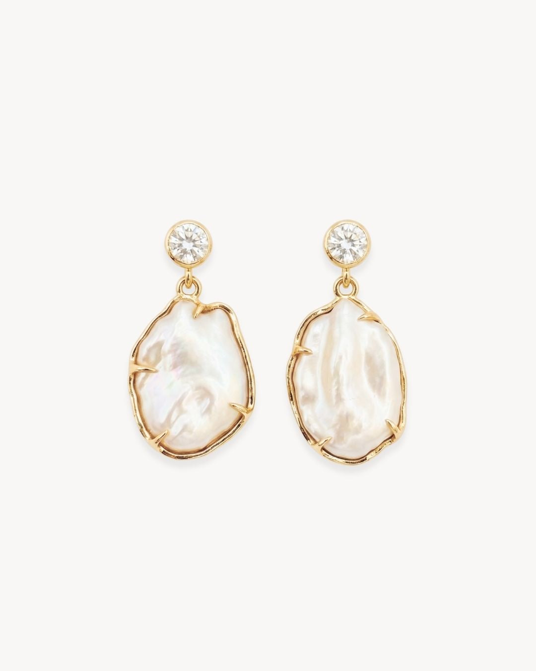 Sirena Drop Earrings with Baroque Pearl & Moissanite - Antonia Y. Jewelry