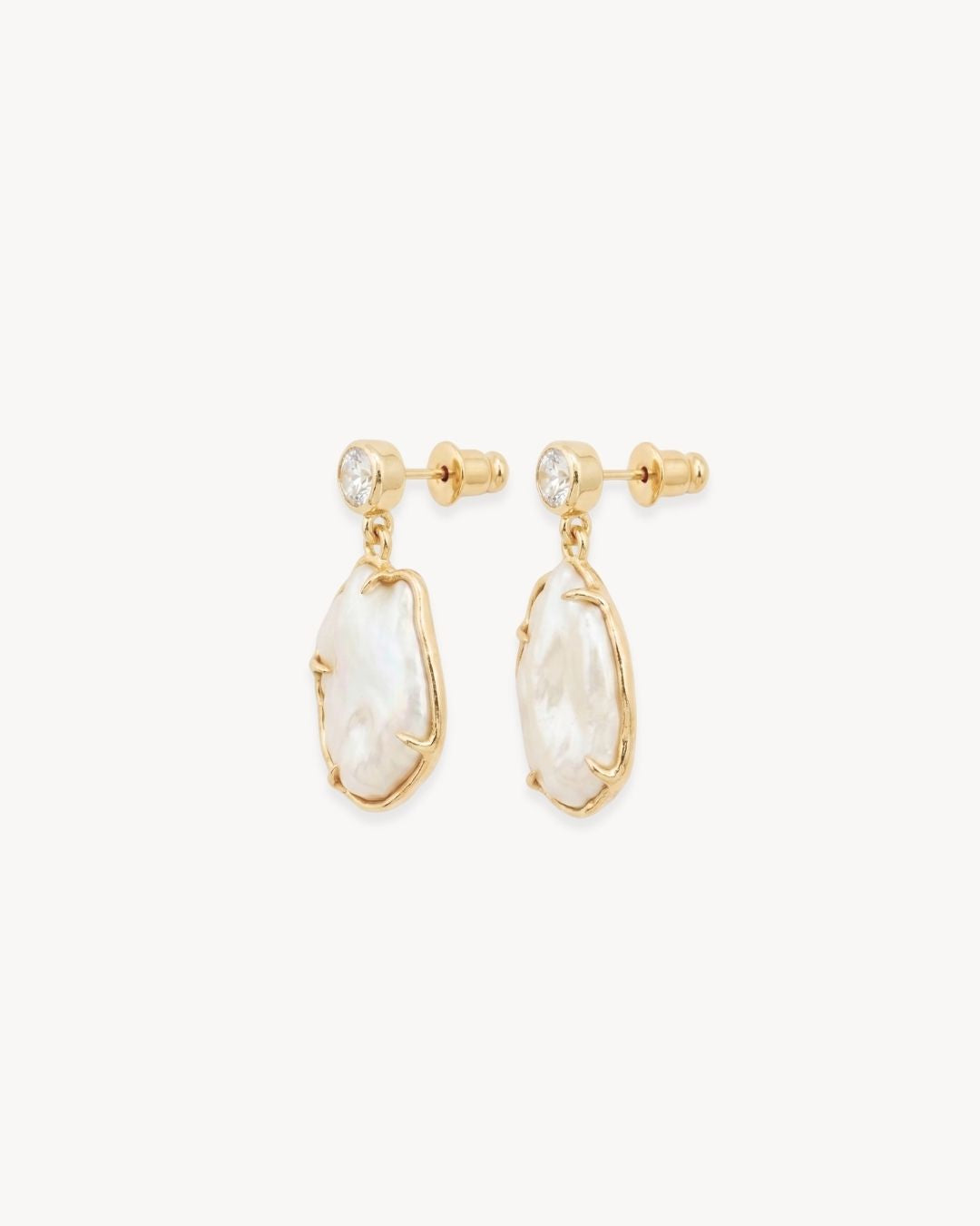 Sirena Drop Earrings with Baroque Pearl & Moissanite - Antonia Y. Jewelry