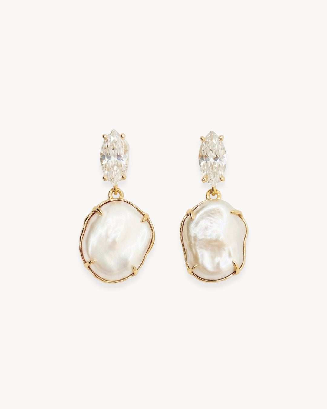 Sirena Drop Earrings with Baroque Pearl & Moissanite - Antonia Y. Jewelry
