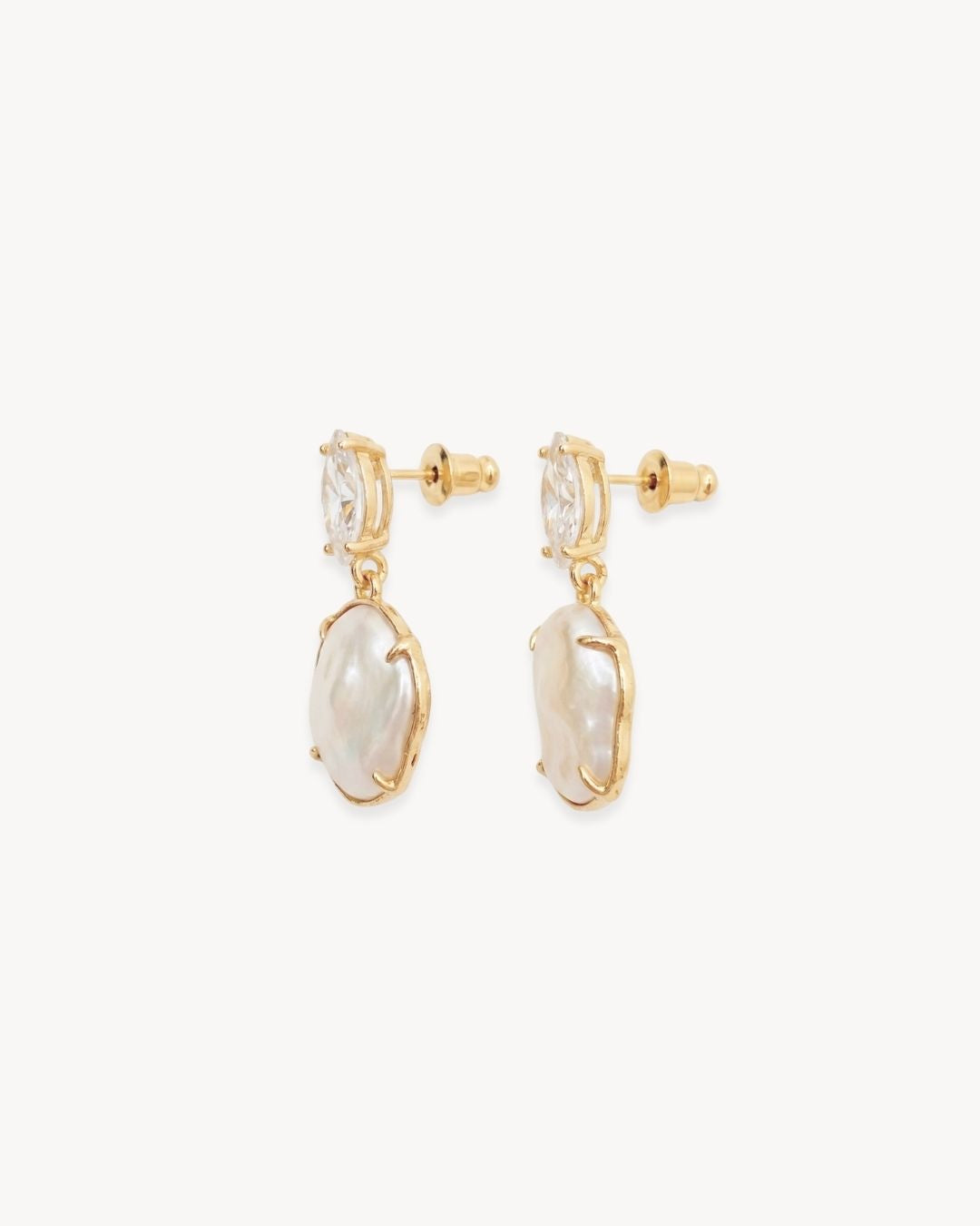 Sirena Drop Earrings with Baroque Pearl & Moissanite - Antonia Y. Jewelry