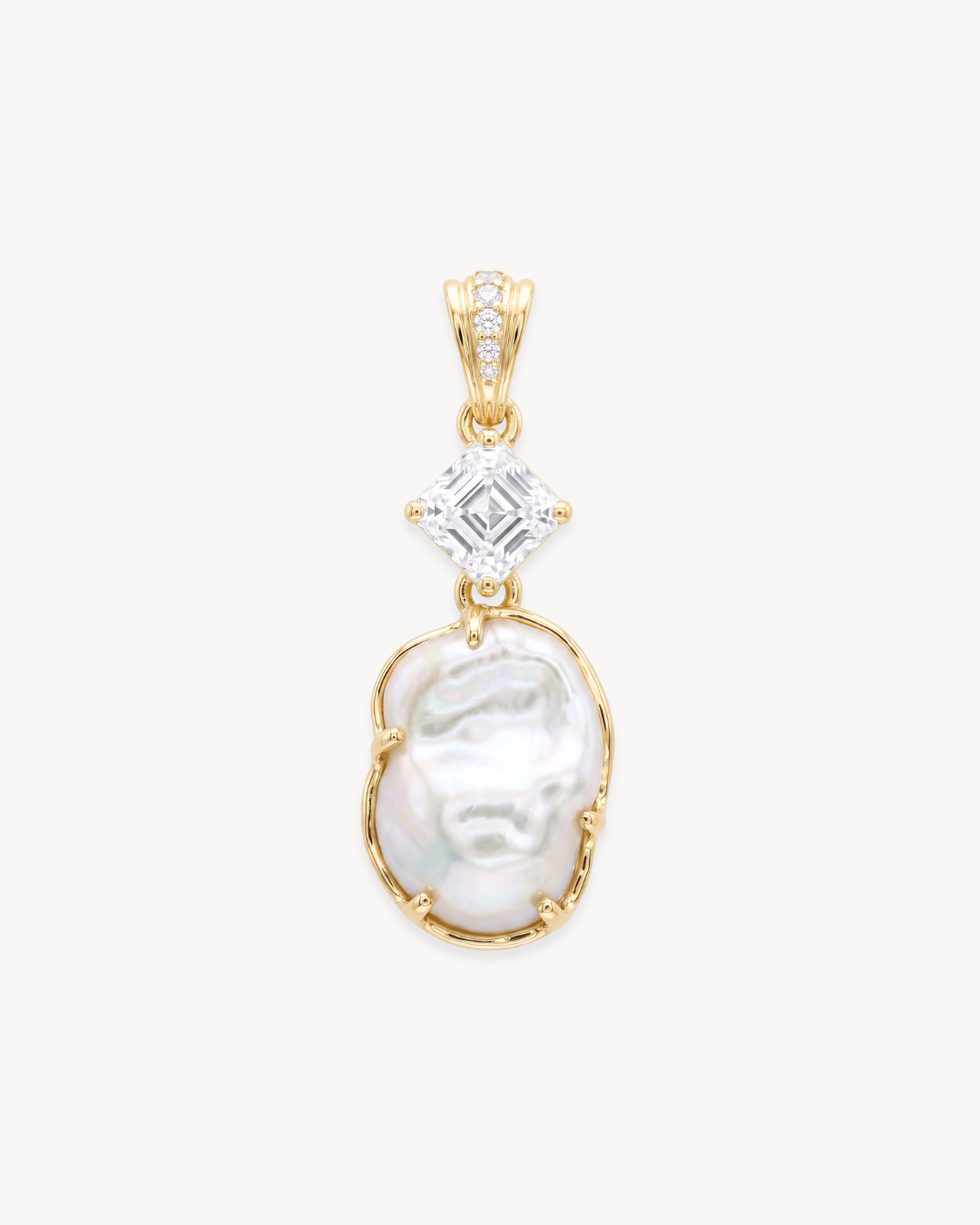 Sirena Pendant with Baroque Pearl & Moissanite - Antonia Y. Jewelry