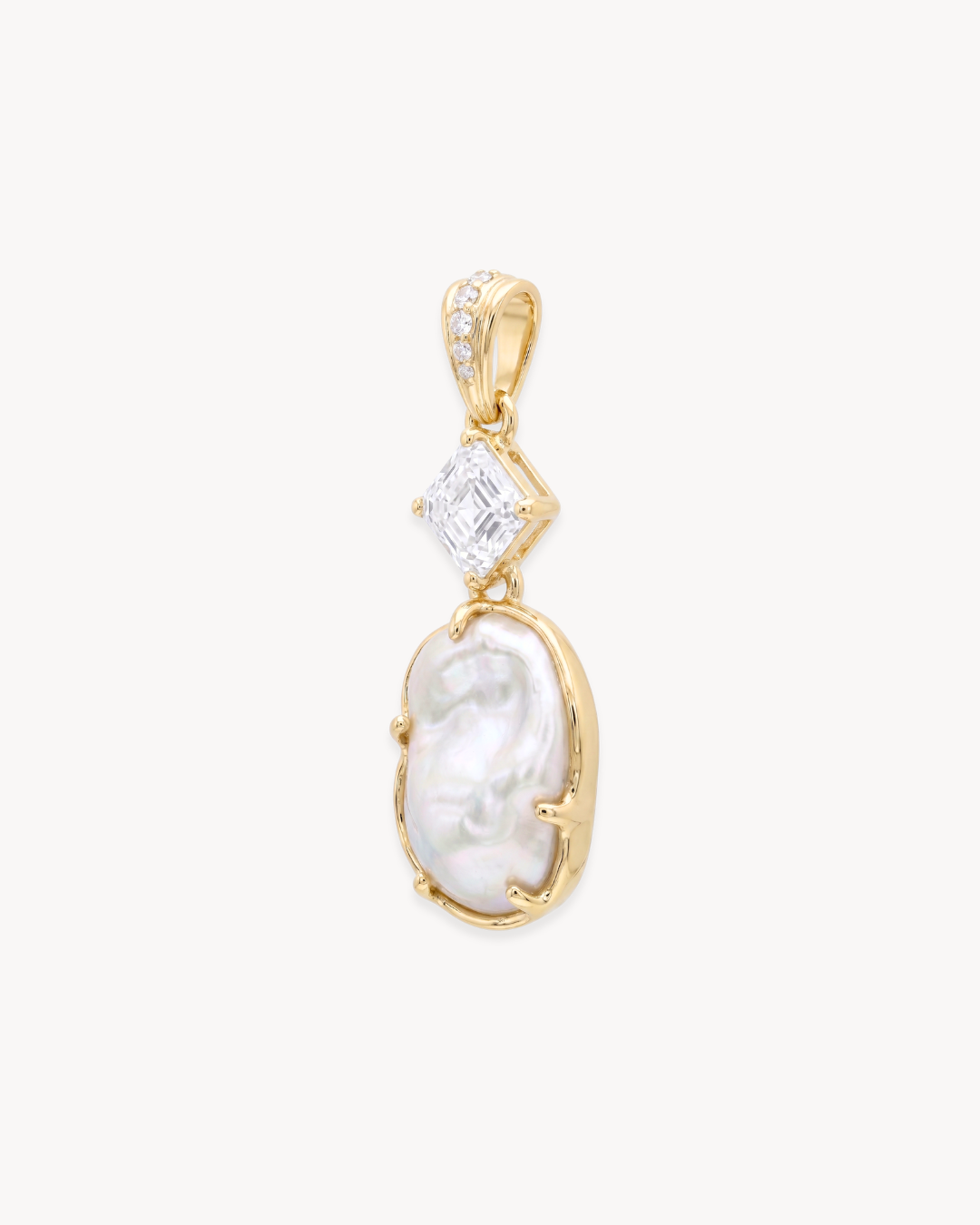 Sirena Pendant with Baroque Pearl & Moissanite - Antonia Y. Jewelry