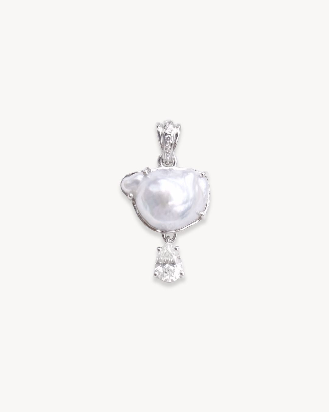 Sirena Pendant with Baroque Pearl & Moissanite - Antonia Y. Jewelry