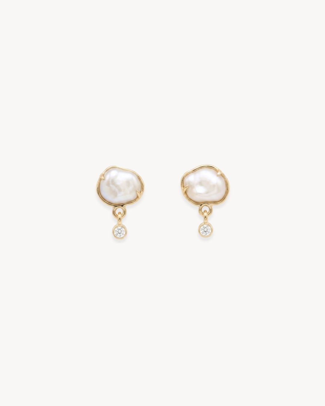 Sirena Petite Drop Earrings with Baroque Pearl & Moissanite - Antonia Y. Jewelry