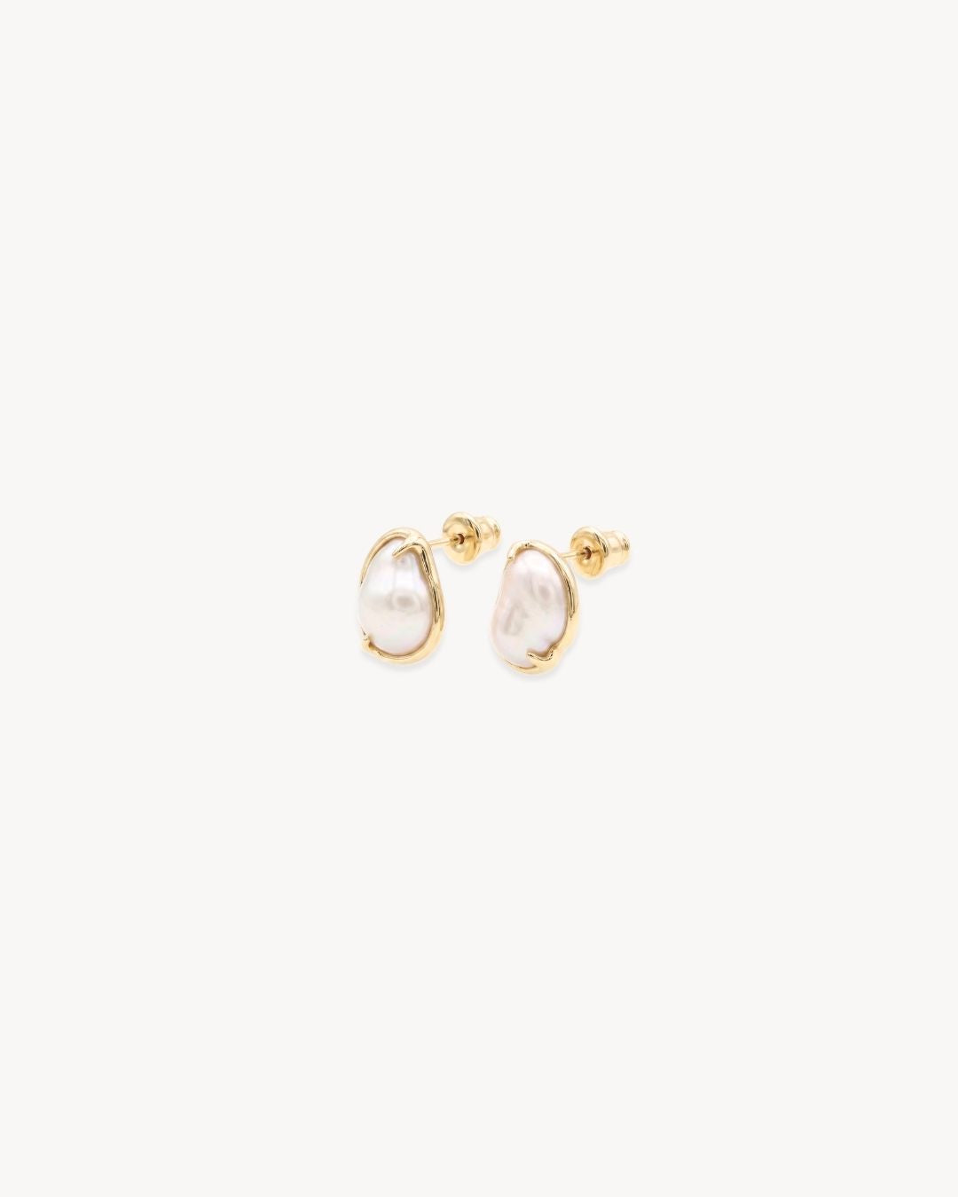Sirena Petite Stud Earrings with Baroque Pearl - Antonia Y. Jewelry
