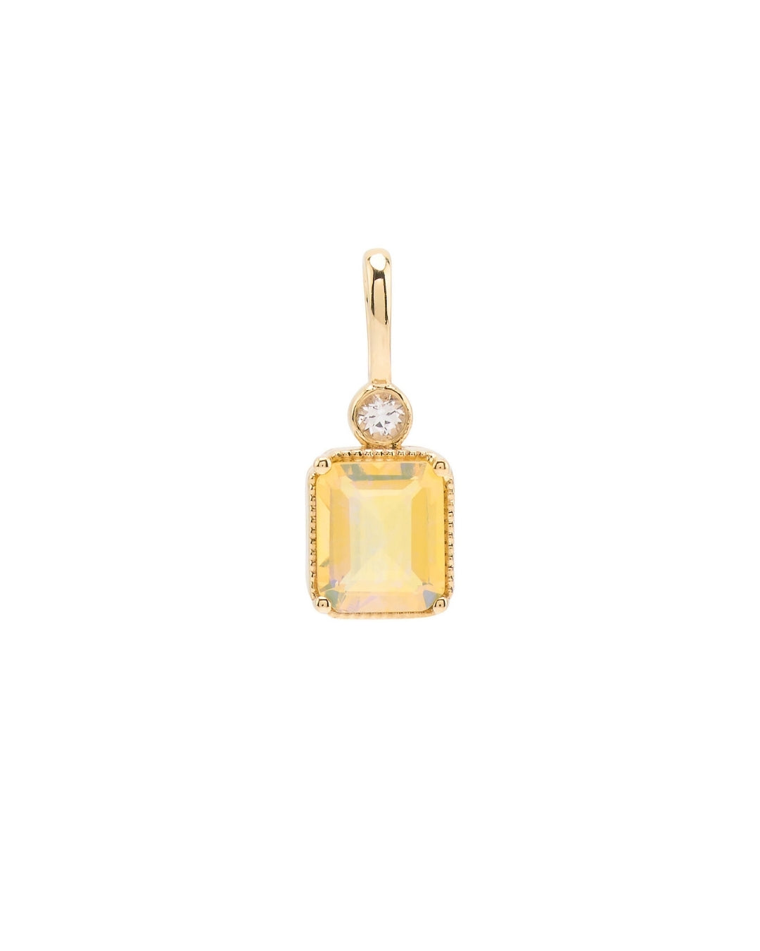 Square Opal Pendant in 9K Gold - Antonia Y. Jewelry