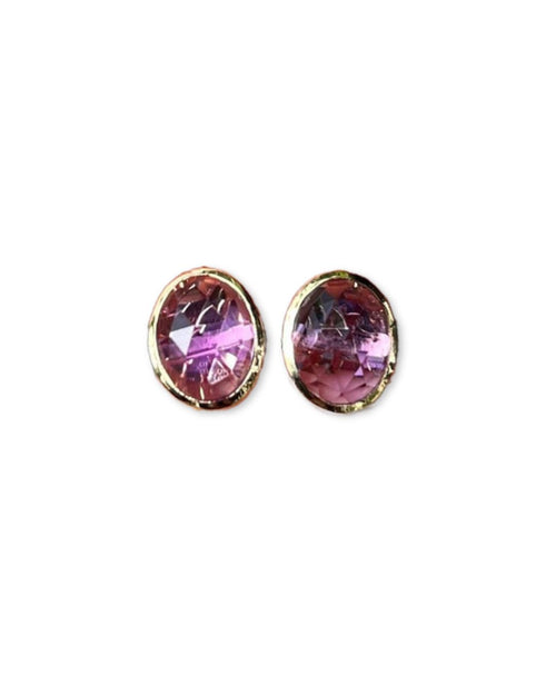 Gemma Amethyst Studs in 14K Gold - Antonia Y. Jewelry