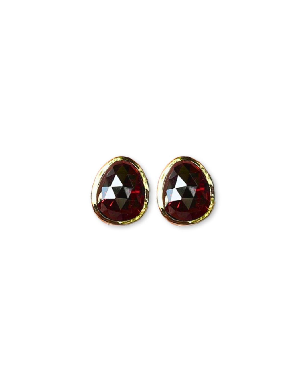 Gemma Garnet Studs in 14K Gold - Antonia Y. Jewelry