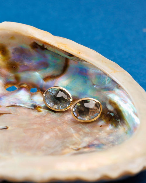 Gemma Moss Aquamarine Studs in 14K Gold - Antonia Y. Jewelry