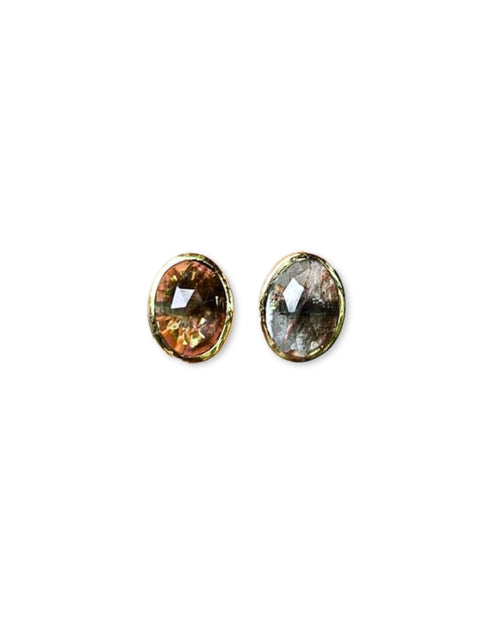 Gemma Moss Aquamarine Studs in 14K Gold - Antonia Y. Jewelry