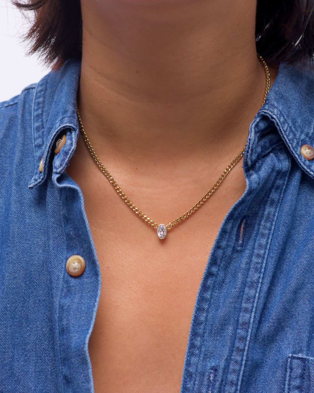 Tahlia Moissanite Chain Necklace - Antonia Y. Jewelry