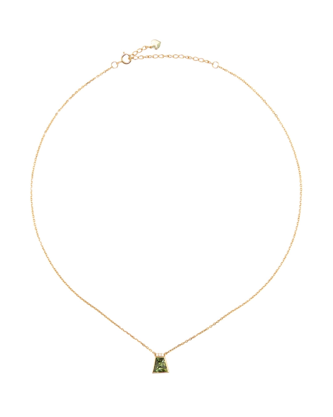 Green Tourmaline Trapezium Necklace in 9K Gold - Antonia Y. Jewelry