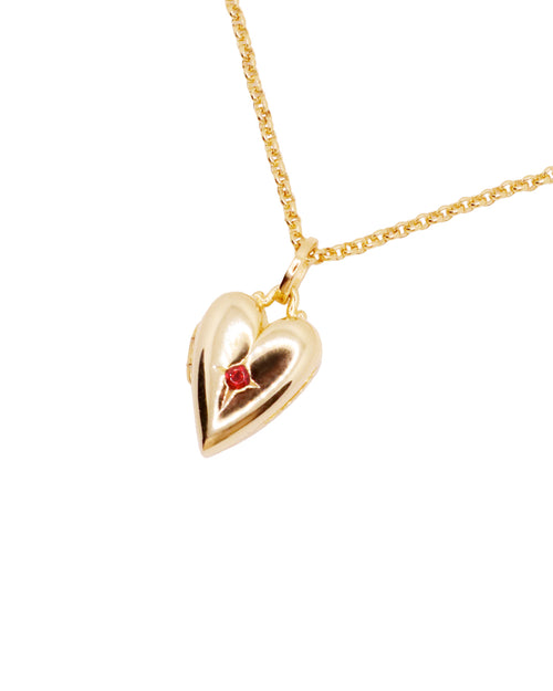 Valentina Garnet Heart Locket Charm Necklace - Antonia Y. Jewelry