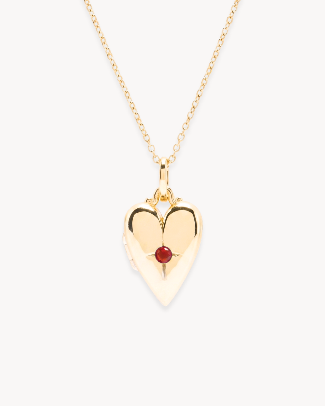 Valentina Garnet Heart Locket Charm Necklace - Antonia Y. Jewelry