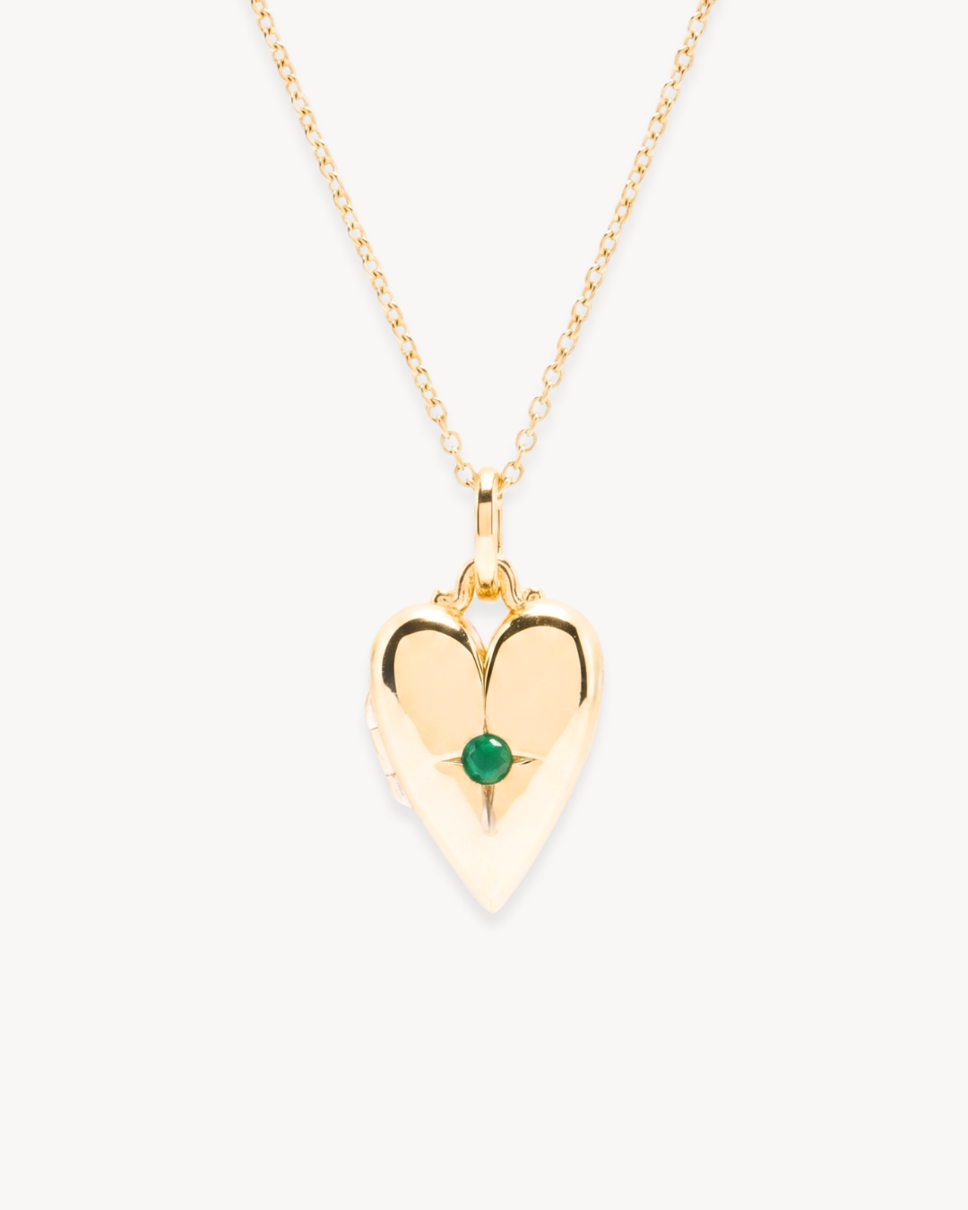 Valentina Green Agate Heart Locket Necklace - Antonia Y. Jewelry