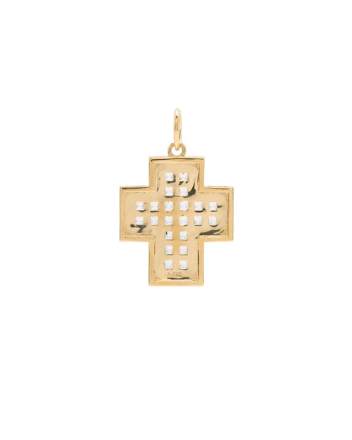 White Cross Pendant Charm in 9K Gold