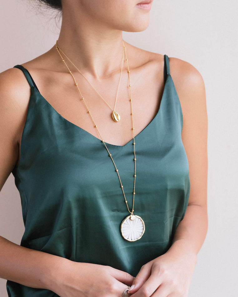 Corlie Matte Gold Shell Necklace - Antonia Y. Jewelry