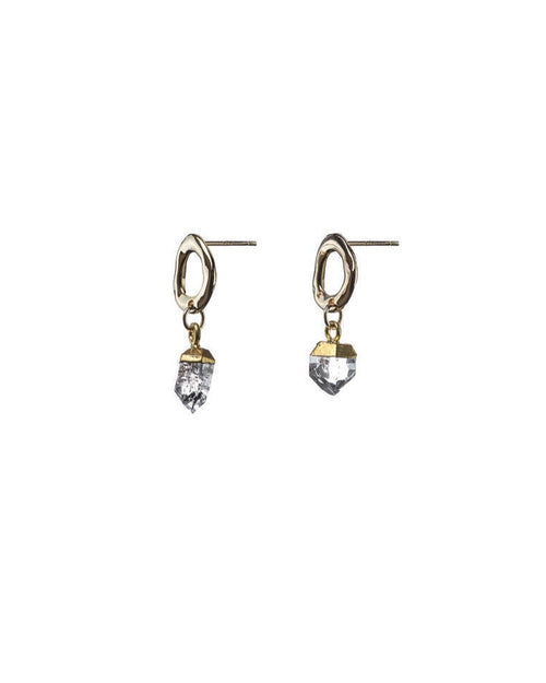 Raw Herkimer Diamond Gold Studs - Antonia Y. Jewelry