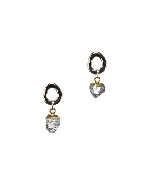 Raw Herkimer Diamond Gold Studs - Antonia Y. Jewelry