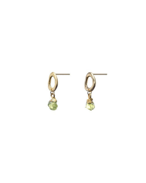 Raw Green Peridot Gold Studs - Antonia Y. Jewelry
