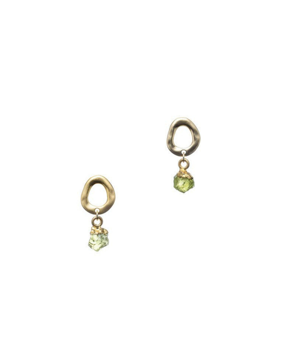 Raw Green Peridot Gold Studs - Antonia Y. Jewelry