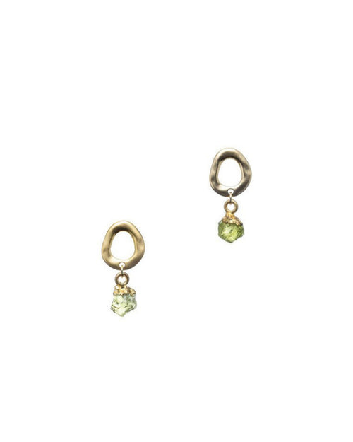 Raw Green Peridot Gold Studs - Antonia Y. Jewelry