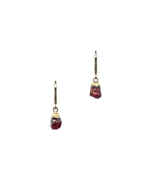 Raw Garnet Hoops - Antonia Y. Jewelry
