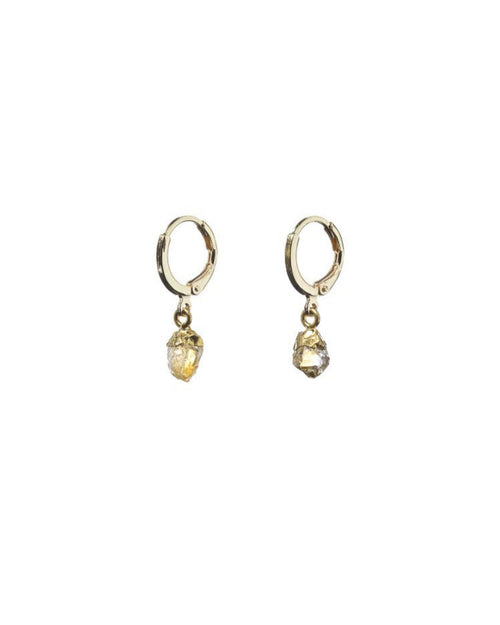 Raw Citrine Hoops - Antonia Y. Jewelry