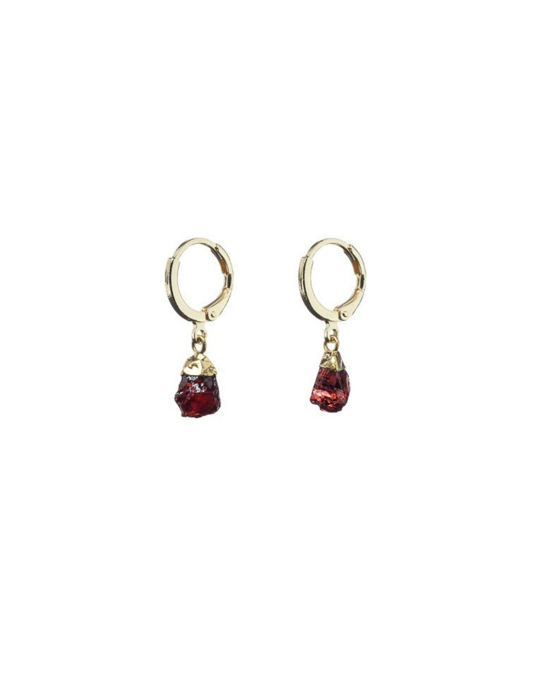 Raw Garnet Hoops - Antonia Y. Jewelry
