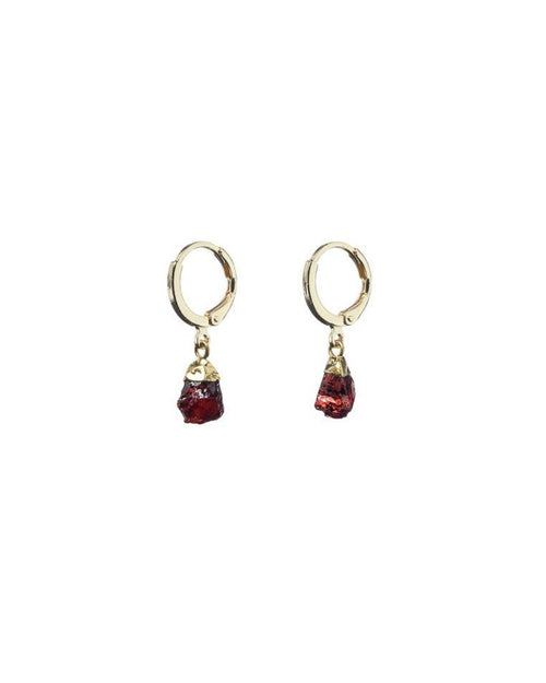 Raw Garnet Hoops - Antonia Y. Jewelry