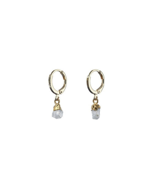Raw Moonstone Hoops - Antonia Y. Jewelry