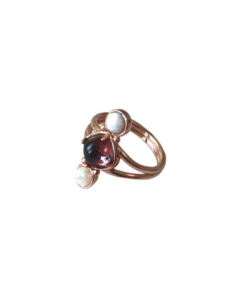 Rose Gold Tourmaline & Opal Ring - Antonia Y. Jewelry