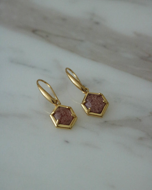 Strawberry Quartz Dangle Earrings - Antonia Y. Jewelry